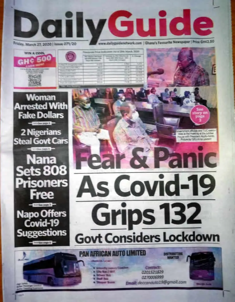 Today’s front pages: Friday, March 27, 2020
