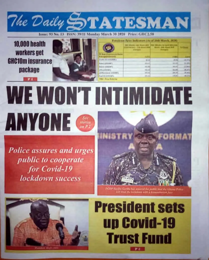 Today’s front pages: Monday, March 30, 2020