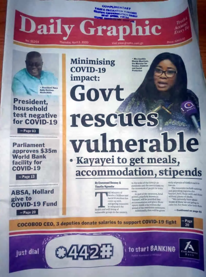 Today’s front pages: Thursday, April 2, 2020