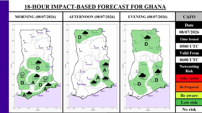 GMet forecasts thunderstorms, light rain and misty conditions across parts of Ghana