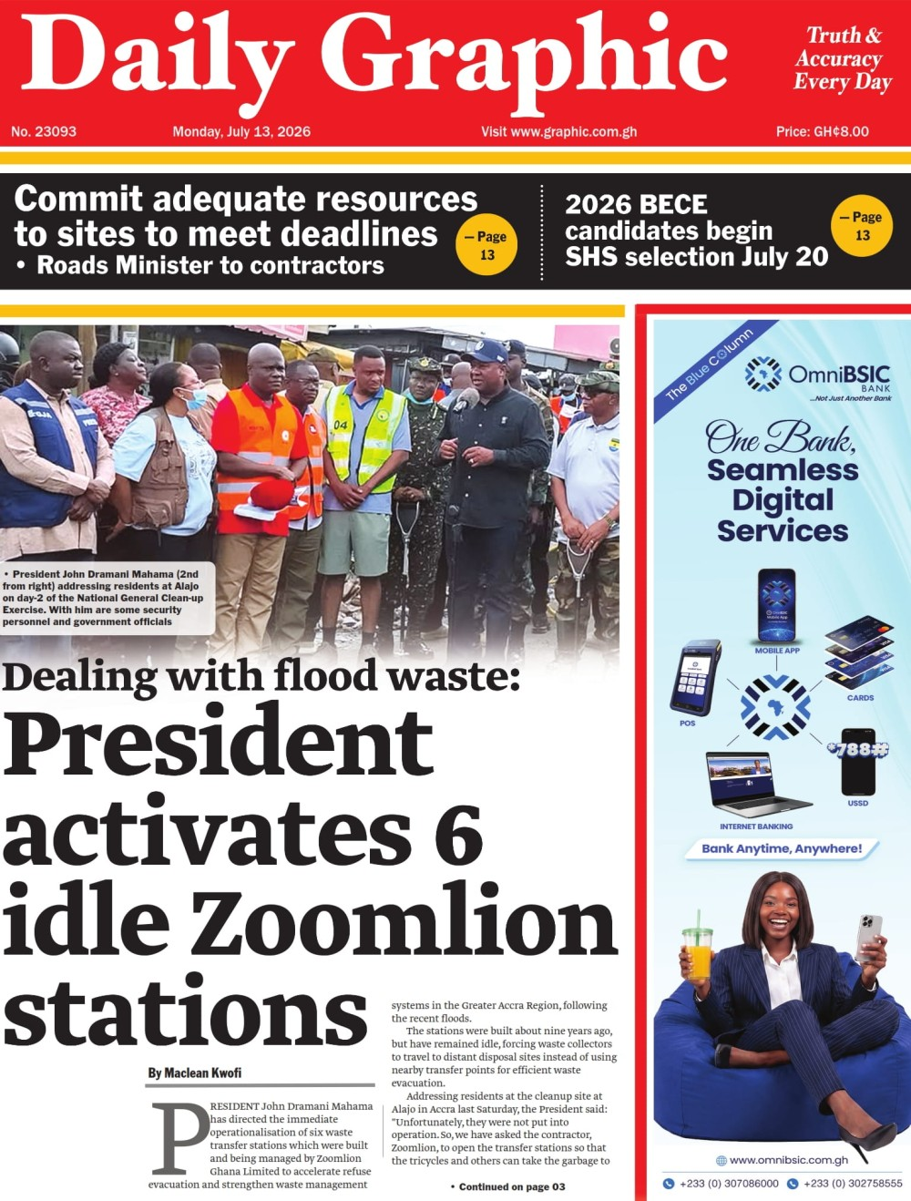 Today’s Front pages: Monday, July 13, 2026