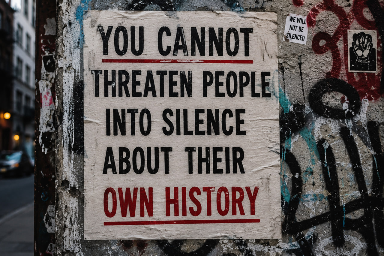 You cannot threaten people into silence about their own history